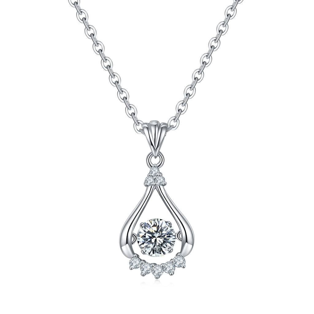 Collier ajouré larme 0,5 ct Moissanite D VVS1 argent sterling S925 plaqué platine
