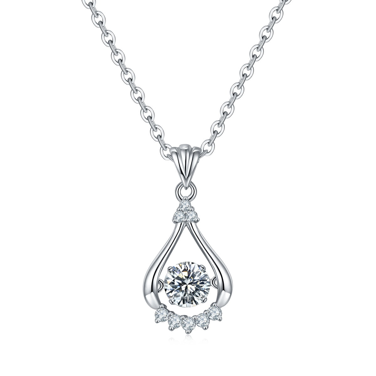 Collier ajouré larme 0,5 ct Moissanite D VVS1 argent sterling S925 plaqué platine