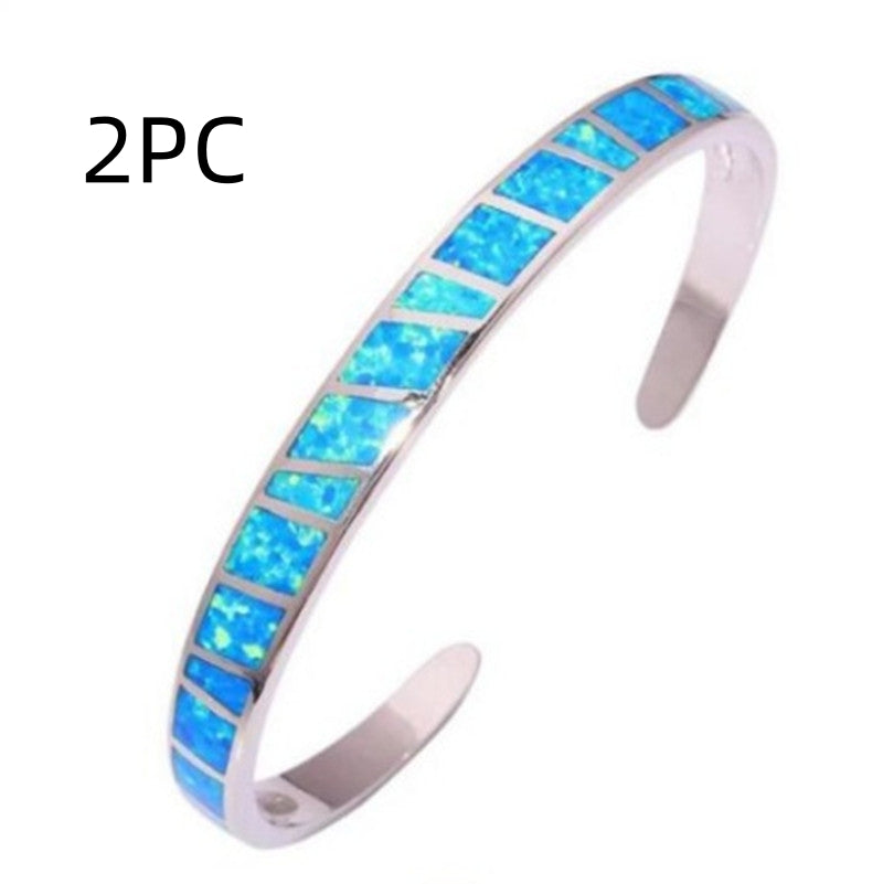 Blue Opal Open Bangle Bracelet Jewelry