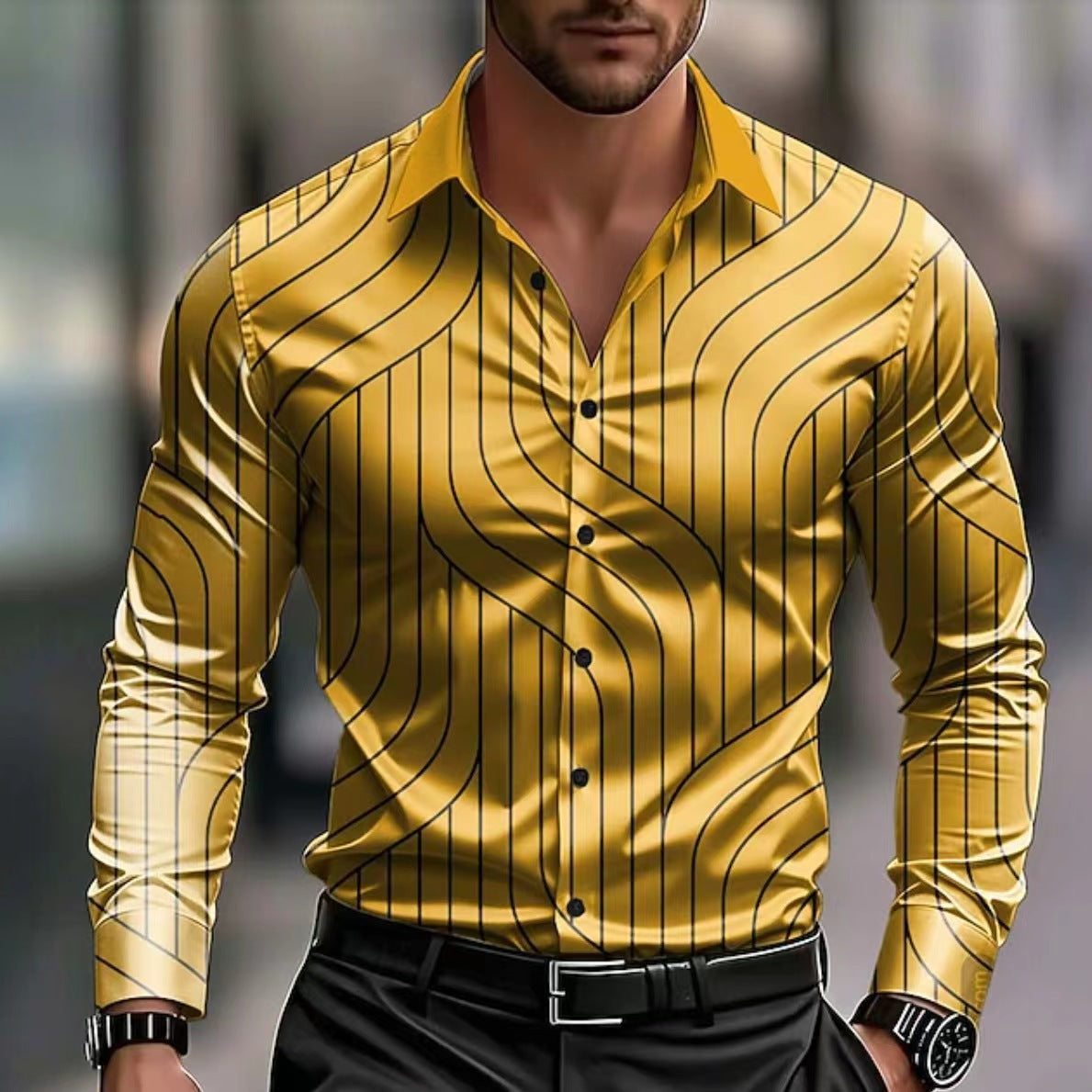 Chemise Homme Manches Longues Décontractée Respirante Col Revers 80 Caractères
