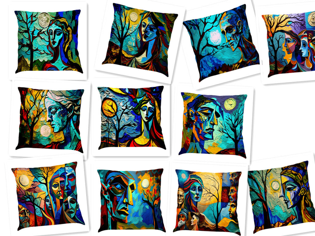 Coussin en Coton Lin avec Peinture à l'Huile Créative - Personnage de Voiture