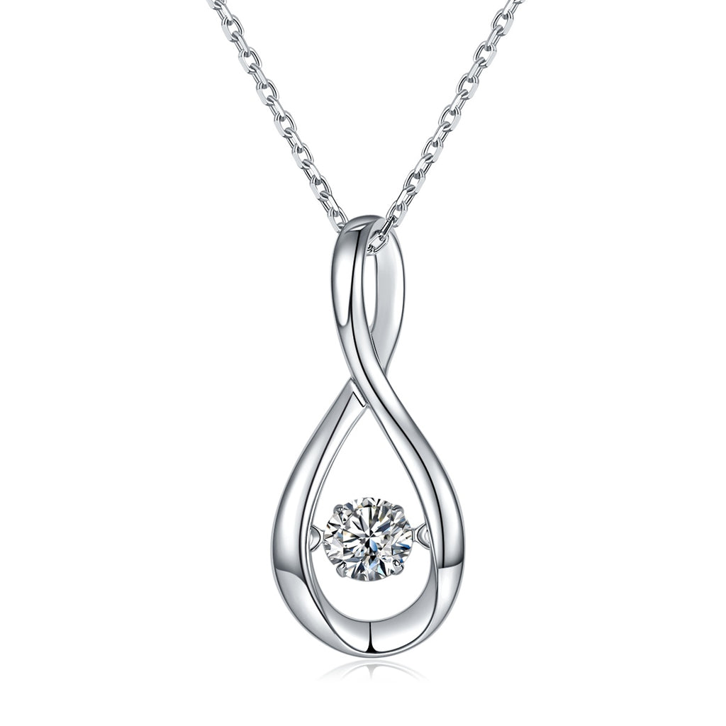 Collier pendentif infini en argent sterling S925, Moissanite 0,5 ct D VVS1, plaqué platine, 45 cm, certificat GRA, boîte cadeau