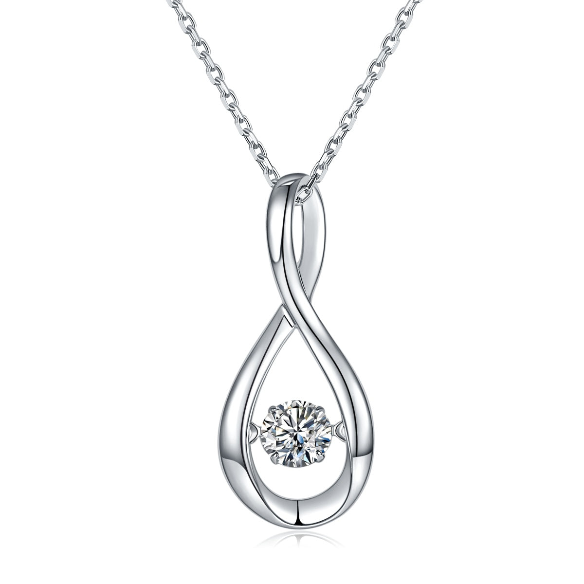 Collier pendentif infini en argent sterling S925, Moissanite 0,5 ct D VVS1, plaqué platine, 45 cm, certificat GRA, boîte cadeau