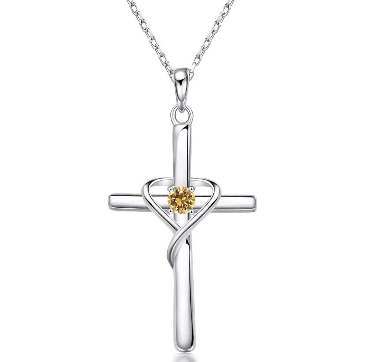 Collier Pendentif Croix en Diamants Forme Cœur pour Femmes - Pâques Élégant