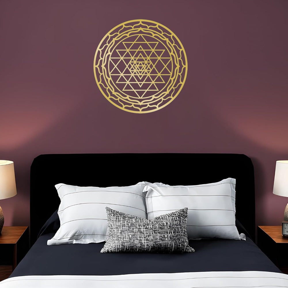 Art mural en métal de géométrie sacrée - Décor mandala Yantra fait main pour la maison