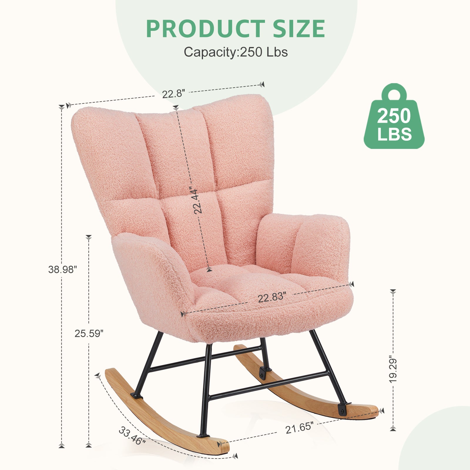 Fauteuil à bascule glissant en tissu teddy