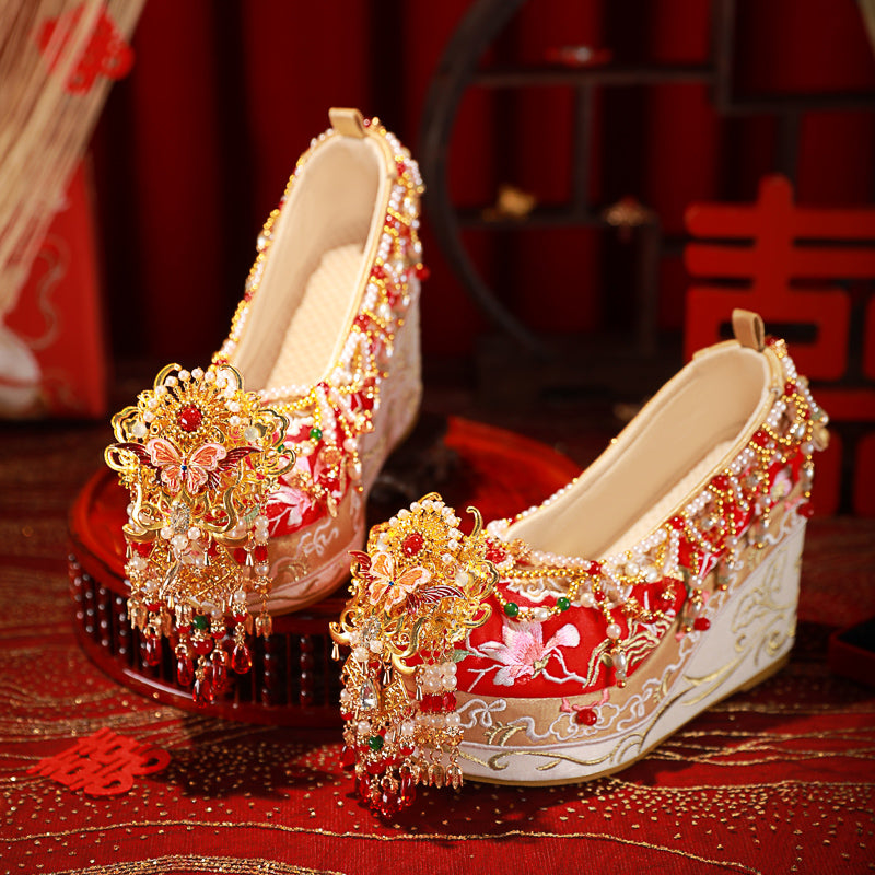 Chaussures de Mariage Chinoises Originales et Artisanales Style Ancien à Talon
