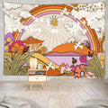 Tapisserie Murale Rayures Arc-en-Ciel Soleil Vintage