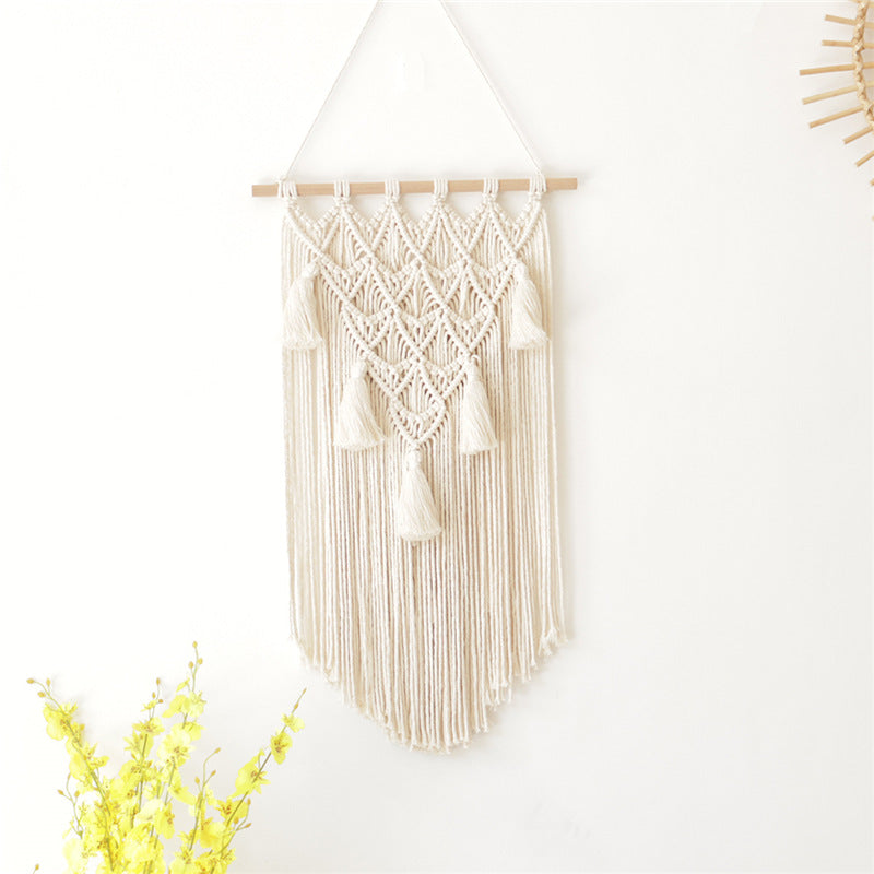 Tenture Murale Tissée à Franges Artisanale Décoration Murale Bohémienne