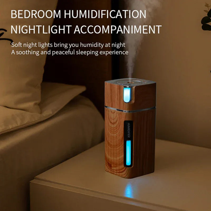 Humidificateur Électrique Diffuseur d'Huiles Essentielles Ultrasonique en Bois avec Lumière LED