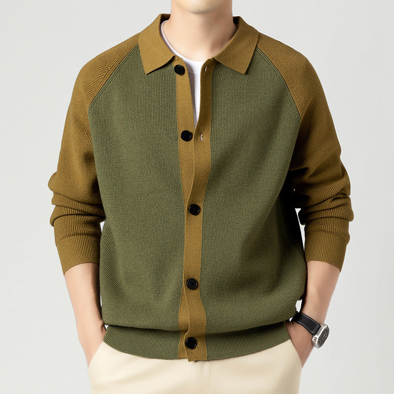 Cardigan tricoté à col roulé pour homme automne-hiver, style décontracté en modal