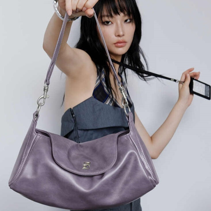 Nouveau sac bandoulière niche violet pour femme porté sous le bras chic et pratique