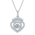 Collier Pendentif Couronne Cœur Moissanite 0,5ct D VVS1 Argent 925 Plaqué Platine 45cm Certifié GRA Coffret Cadeau