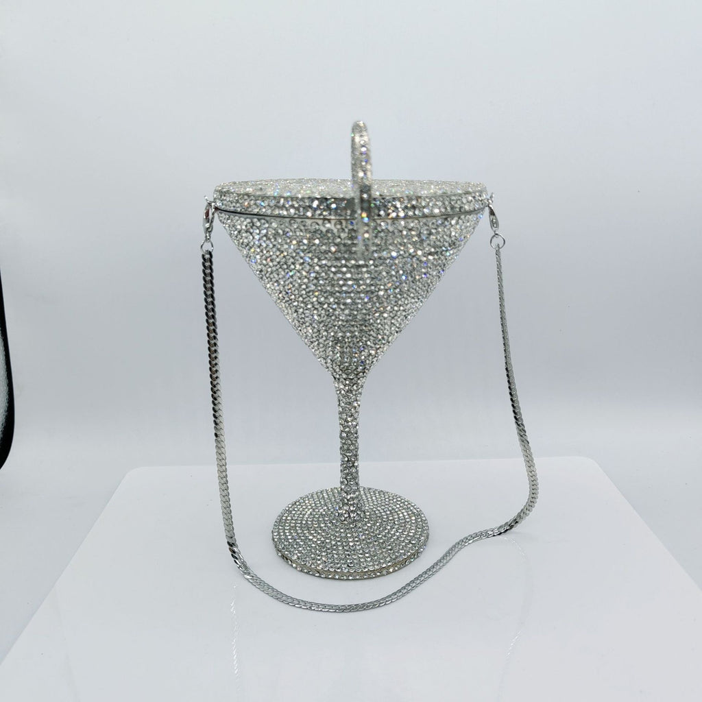 Sac à main cocktail en forme de calice diamanté, rigide et élégant, 18,5 cm