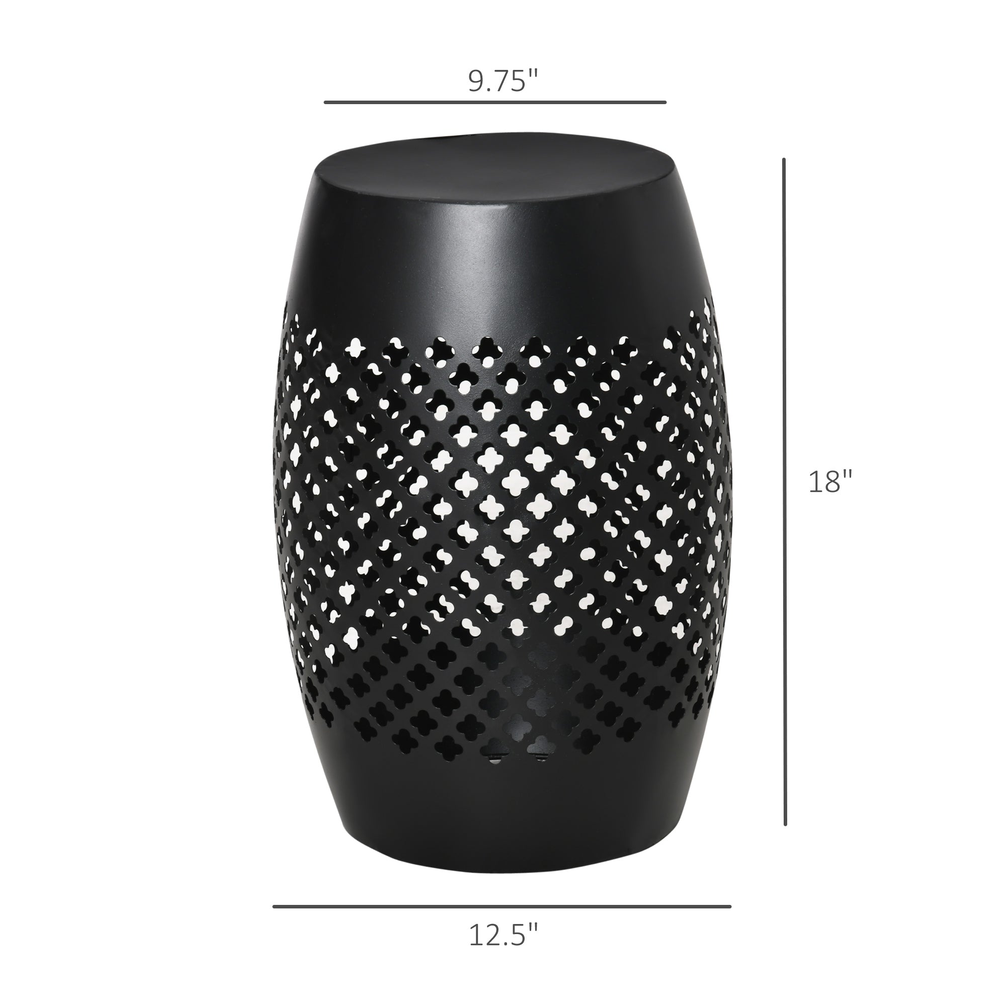 Table d’appoint extérieure en acier de 12,5 pouces, ronde, tambour creux, table d’appoint pour intérieur et extérieur, Noir