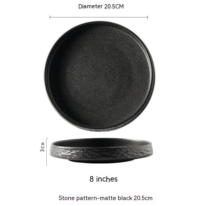 Plateau de service rond en céramique pour usage domestique – assiettes creuses, assiette à dumplings, vaisselle de style japonais pour hôtel