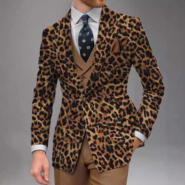 Veste ajustée business-casual avec motif pois pour homme - printemps-automne