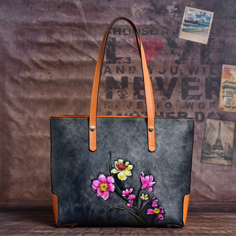 Nouveau sac cabas en cuir pleine fleur pour femmes, élégant et pratique