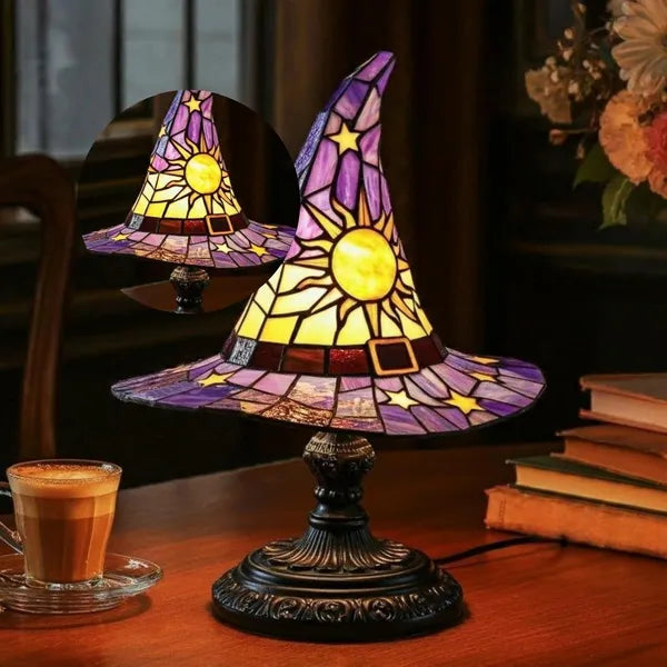 Lampe Chapeau de Sorcière, Amusement Effrayant Pour Petites Sorcières, Décoration en Forme de Chapeau de Sorcière Fait Main Pour Décorations de Fête de Chambre (Violet)