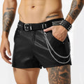 Shorts en Cuir Synthétique pour Homme Été Ajustés et Affinants, Taille Haute