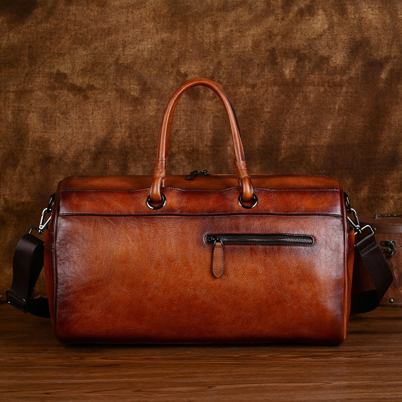 Sac en cuir pleine fleur fait main, style rétro, grande capacité et durable