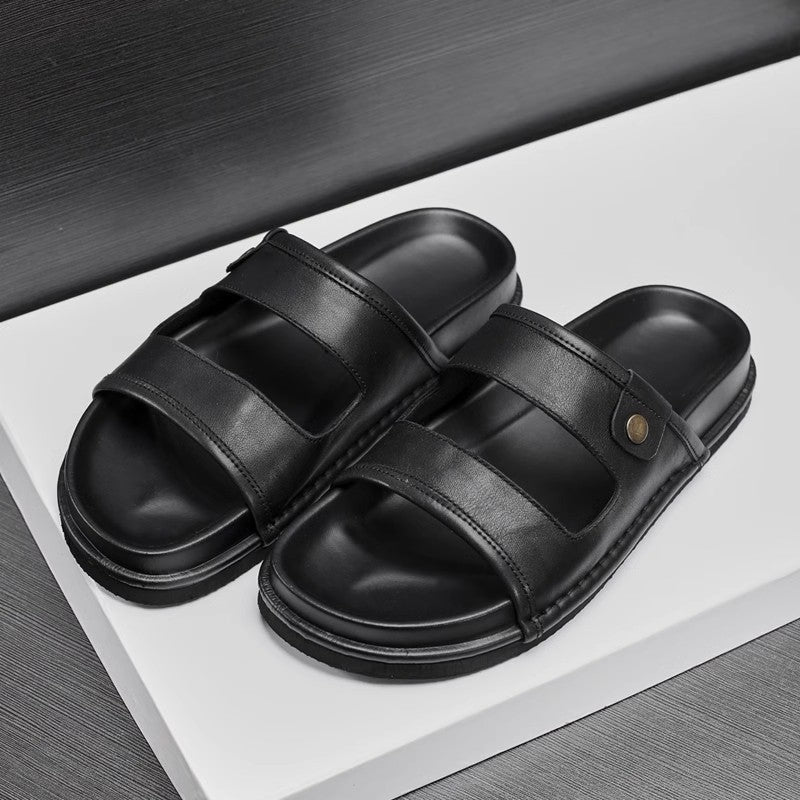 Sandales décontractées et respirantes pour homme, idéales pour la plage noir cuir
