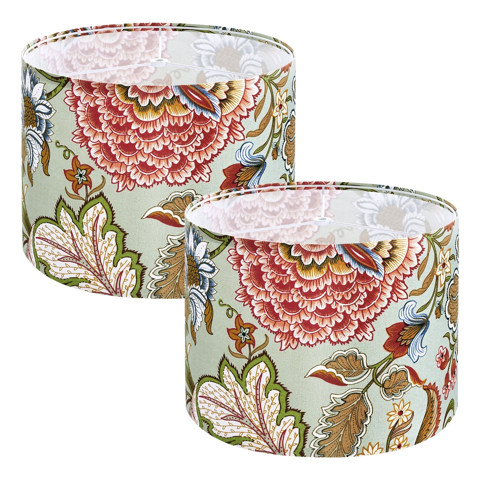 Abat-jour Drum Lot de 2, 13 po en haut x 13 po en bas x 10 po de hauteur, abat-jour cylindrique en lin moyen, abat-jour de remplacement pour lampes de table, lampadaires et suspensions, sombre motif floral