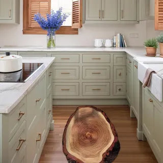 Tapis en Terre de Diatomée avec Motif Bois, Tapis Super Absorbant, Sèche-Rapide et Antidérapant pour Cuisine, Salle de Bain, Chambre - Tapis de Sol au Design Unique de Cercles d'Arbre