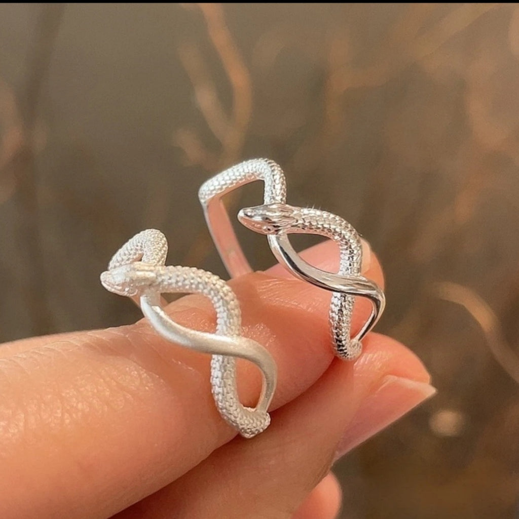 Bague Ouverte Serpent Mat Argent Sterling 999 Mate, Minimaliste et Audacieuse, Parfaite au Quotidien, pour Rendez-vous et Cadeaux, Idée Cadeau Saint-Valentin