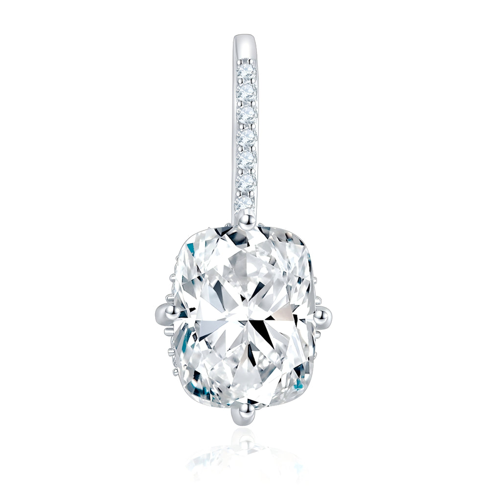 Boucles d'oreilles pendantes en argent sterling S925 plaqué platine avec moissanite coussin ovale 7x9mm, certificat GRA, cadeau élégant pour femme