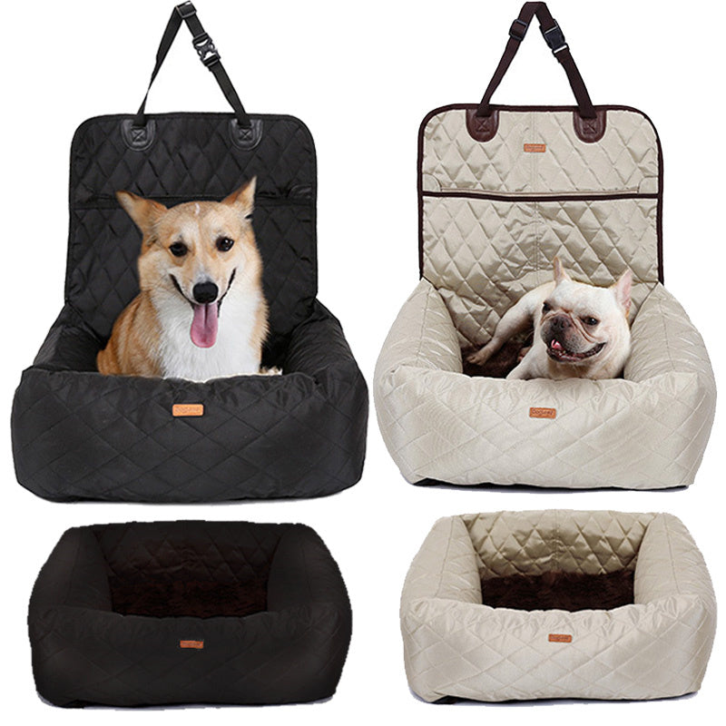 Coussin de siège pliable 2-en-1 pour chien, lit et matelas épais multi-usages
