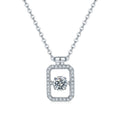 Collier Moissanite Rectangle 0,5 ct en Argent Sterling S925, 45 cm, Plaqué Platine, Bordure Pavée, Certifié GRA, Coffret Cadeau