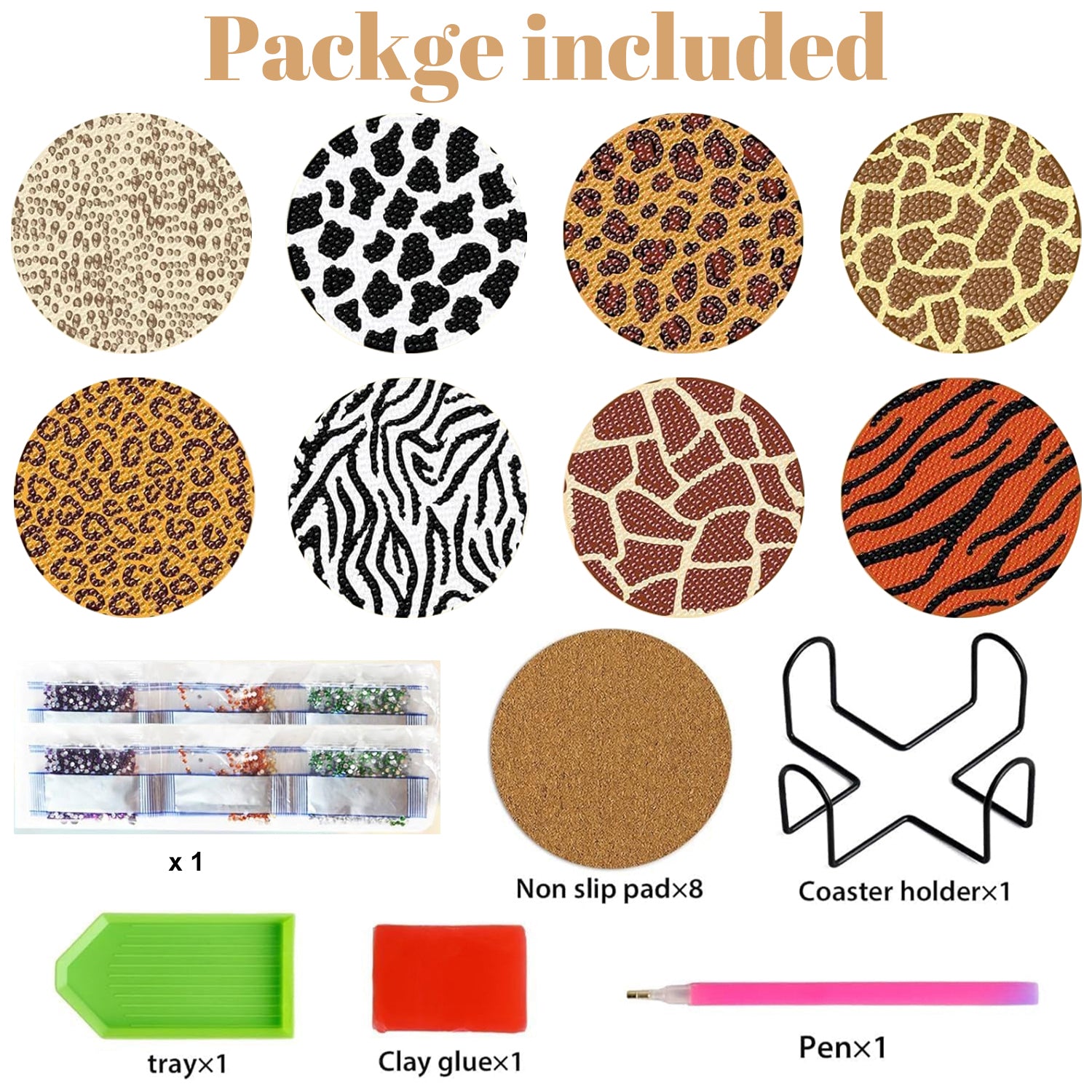 8Pcs Sous-verres en strass Art