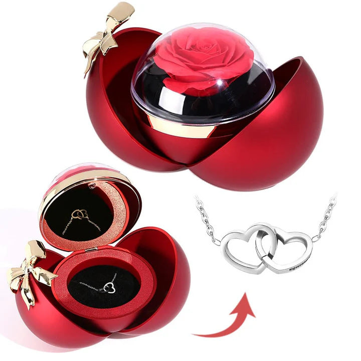 Rose Jewelry Box Round Magnetic Christmas Necklace