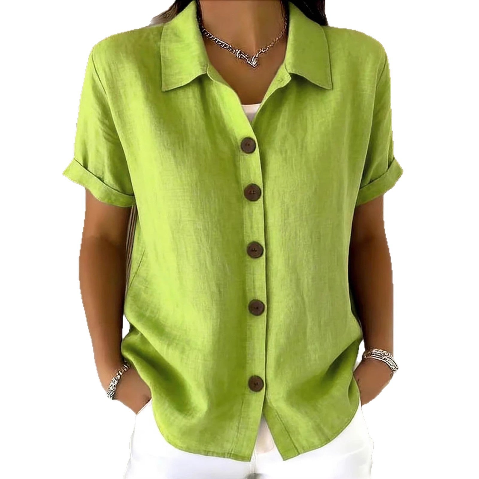 Chemise Femme à Manches Longues avec Boutons au Col pour un Style Élégant