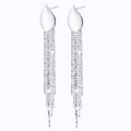 1 Pair 999 Sterling Silver Waterdrop Metal Long Tassel Earrings, Shiny & Glamorous, Perfect For Party, Dating & Banquet, Ideal Valentine's Gift - IVOIRART.COM