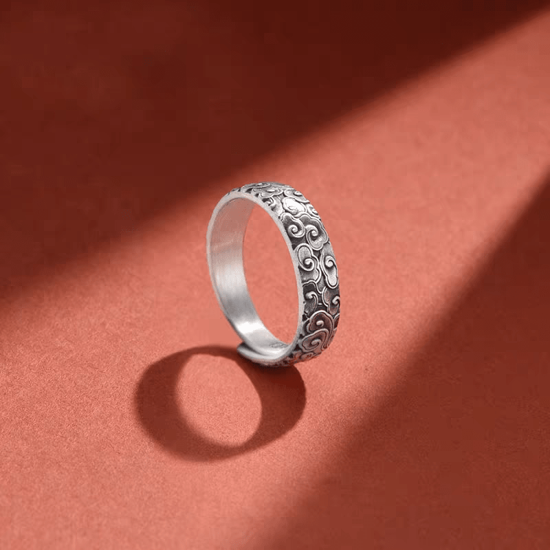 1 Paire de Bagues Vintage Ouvertes en Argent 999,9 Pur, Style Chinois Rétro - IVOIRART.COM