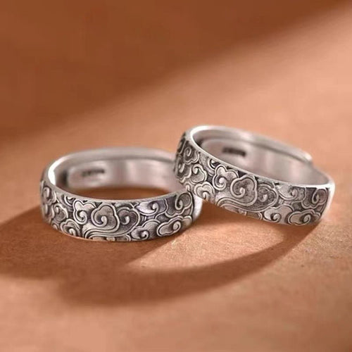 1 Paire de Bagues Vintage Ouvertes en Argent 999,9 Pur, Style Chinois Rétro - IVOIRART.COM
