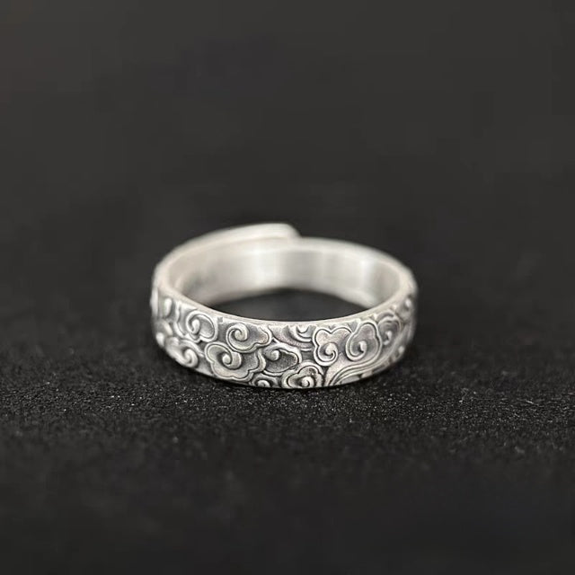 1 Paire de Bagues Vintage Ouvertes en Argent 999,9 Pur, Style Chinois Rétro - IVOIRART.COM