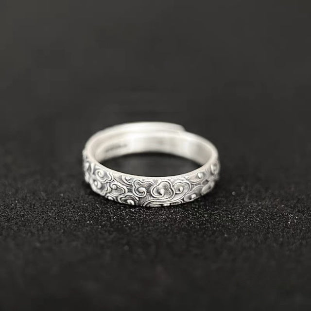 1 Paire de Bagues Vintage Ouvertes en Argent 999,9 Pur, Style Chinois Rétro - IVOIRART.COM