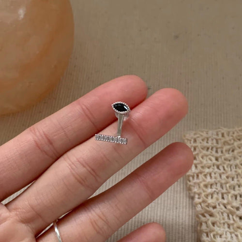 1 Paire de Boucles d'Oreilles Clous Convertibles Marquise en Argent 999 avec Zircon Noir, Minimalistes et Élégantes, Parfaites au Quotidien, Pour Rendez-vous et Affaires, Cadeau Idéal Saint-Valentin - IVOIRART.COM