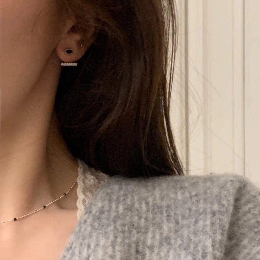 1 Paire de Boucles d'Oreilles Clous Convertibles Marquise en Argent 999 avec Zircon Noir, Minimalistes et Élégantes, Parfaites au Quotidien, Pour Rendez-vous et Affaires, Cadeau Idéal Saint-Valentin - IVOIRART.COM