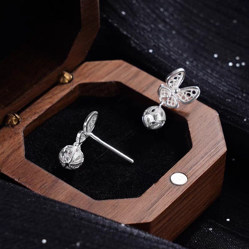 1 Paire de Boucles d'Oreilles Papillon Creuses en Filigrane Argent Sterling 999, Style Rétro Élégant, Parfaites pour Quotidien, Rendez-vous & Cadeau, Idée Cadeau Saint-Valentin - IVOIRART.COM