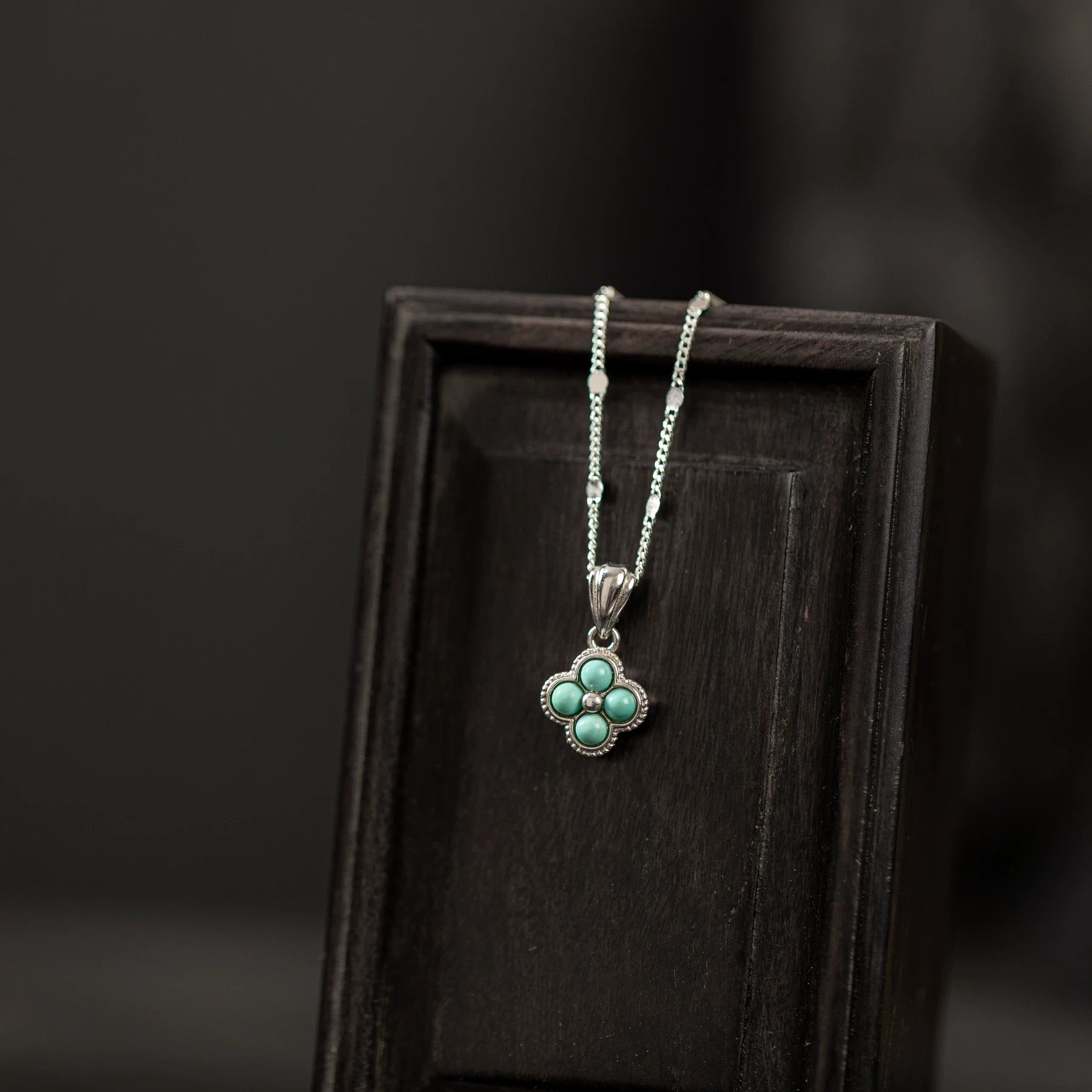 1 Piece 999 Sterling Silver Turquoise Clover Necklace, Fresh & Elegant, Perfect For Daily, Dating & Gifting, Ideal Valentine's Gift - IVOIRART.COM