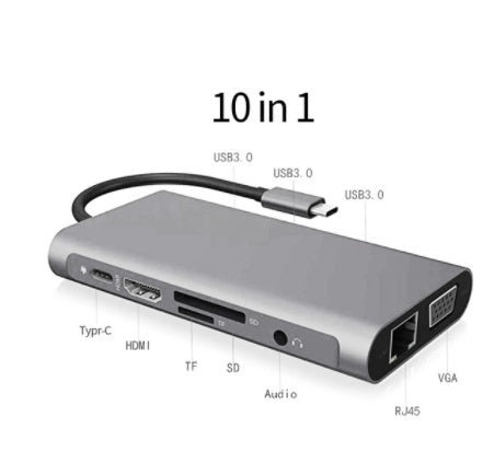 Station d'extension USB Type C vers HDMI dix-en-un avec multiples ports polyvalents