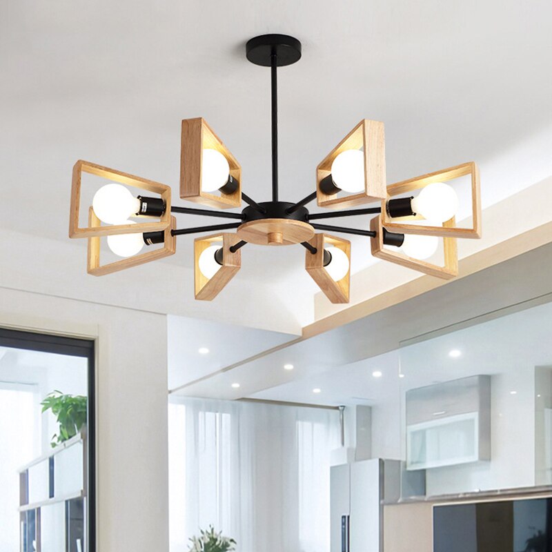 Lustre en bois massif pour chambre à coucher, branche à 3 sources LED 220 V