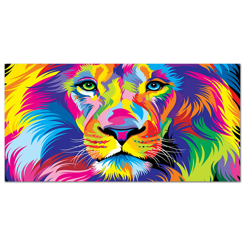 Affiche d'Art Impression Lion Coloré Toile Peinture Décor Murale Salon Maison