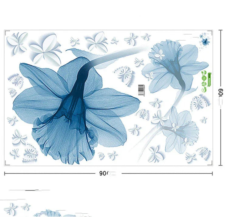 Fond de fleur bleu nordique pour créer des autocollants muraux décoratifs - IVOIRART.COM