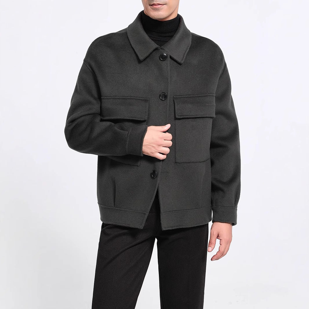 Manteau court décontracté pour homme en cachemire double face, élégant et chaud