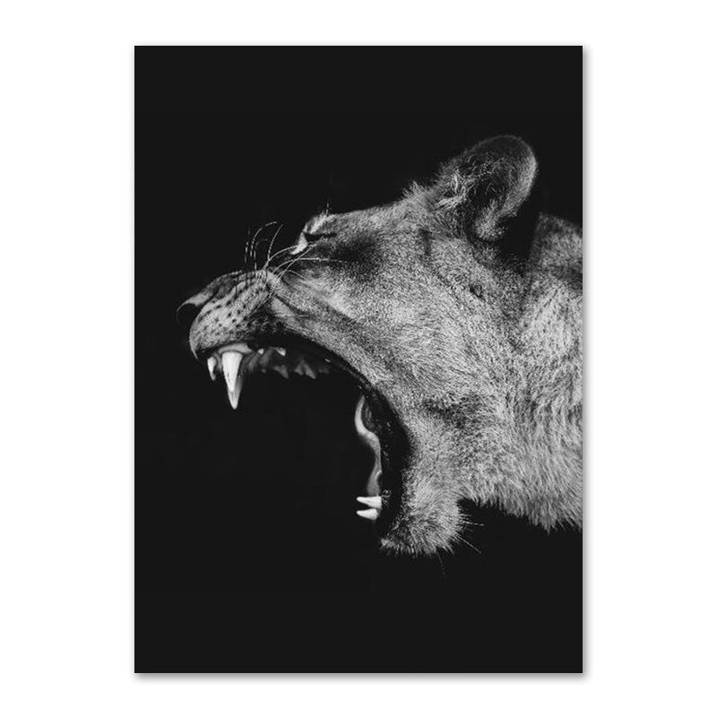 Affiche de Famille de Lions Noir et Blanc Impression sur Toile